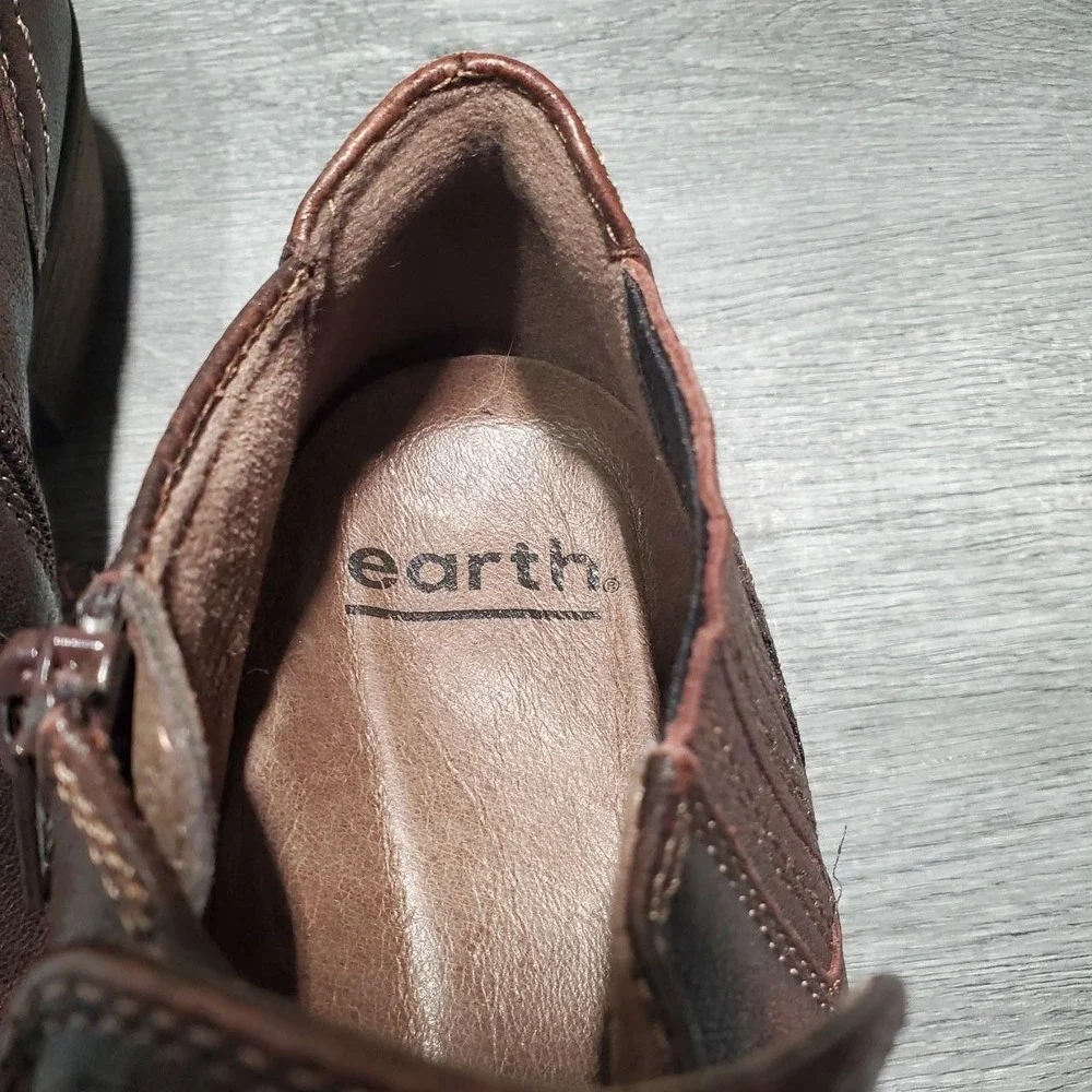 Earth Peak Peru Ankle Boots Womens 7.5‎ M Sunburn Brown Leather Zip Up Shoes